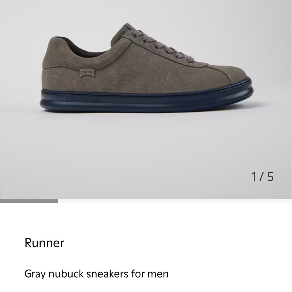 Camper Runner
Gray nubuck sneakers for men. New with original box
